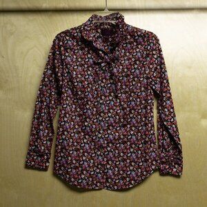 Liberty for J.Crew Art Fabrics Floral Ruffle Trim Long Sleeve Blouse Womens Sz 4